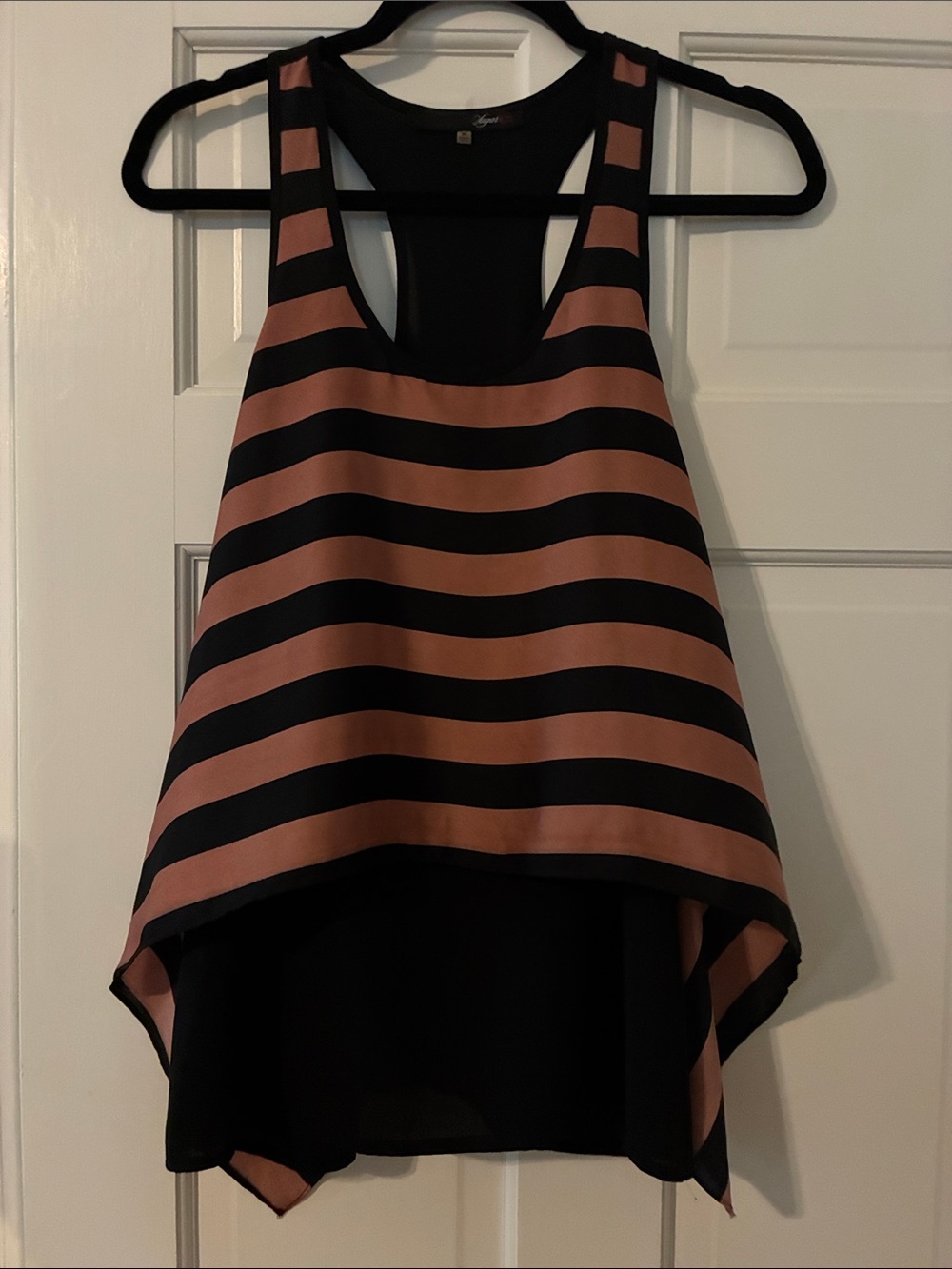 Sugarlips Black and Dusty Rose Striped Racerback Tank